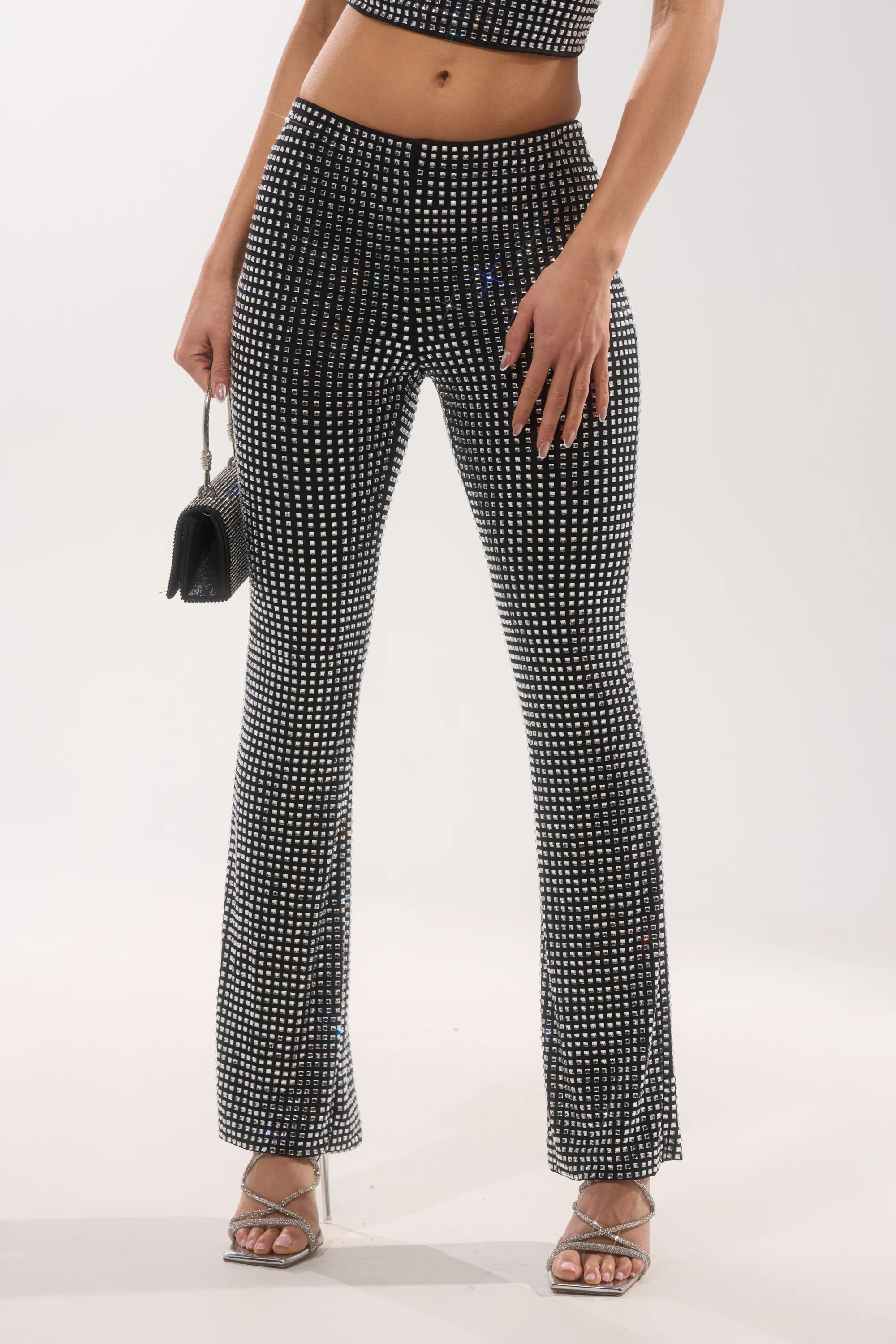 ALL EYES ON ME RHINESTONE FLARE TROUSER - Akira Wear