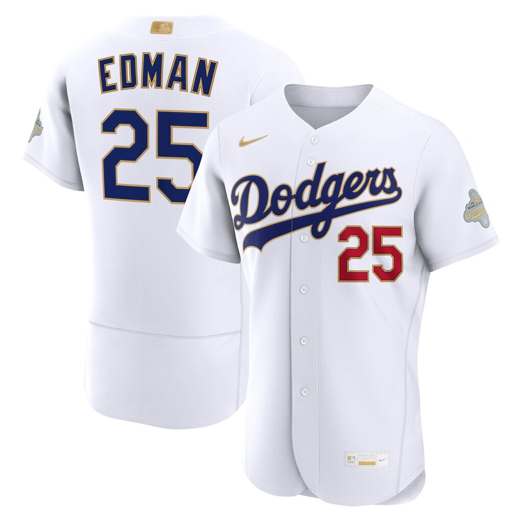 Men's Los Angeles Dodgers Tommy Edman Nike White 2026 Gold Collection Authentic Jersey - Jersey