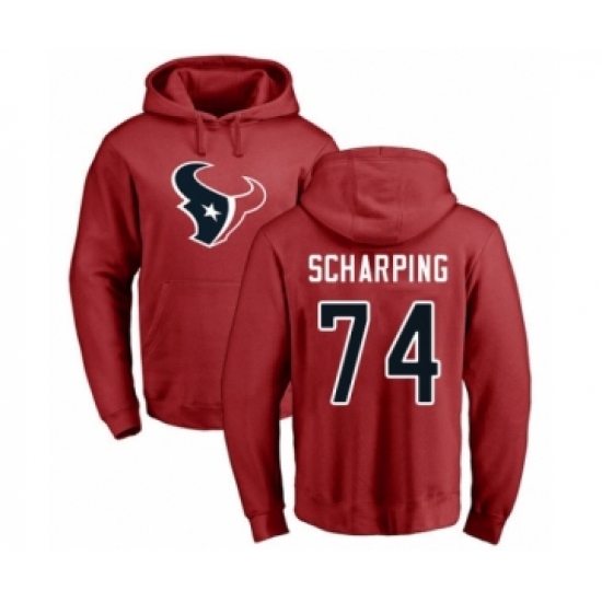 Football Houston Texans #74 Max Scharping Red Name & Number Logo Pullover Hoodie - Jersey