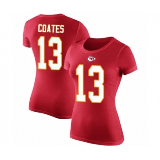 Football Women's Kansas City Chiefs #13 Sammie Coates Red Rush Pride Name & Number T-Shirt - Jersey