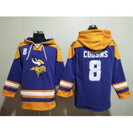 Men's Minnesota Vikings #8 Kirk Cousins Purple Yellow Ageless Must-Have Lace-Up Pullover Hoodie - Jersey