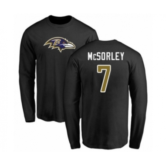 Football Baltimore Ravens #7 Trace McSorley Black Name & Number Logo Long Sleeve T-Shirt - Jersey