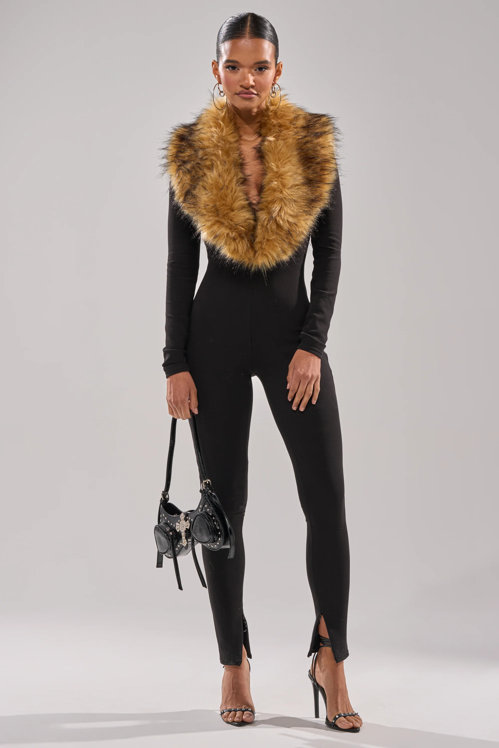 OH HOT DAMN BABY FUR TRIM JUMPSUIT - Akira Wear