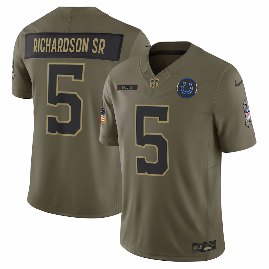 Men's Indianapolis Colts Anthony Richardson Sr. Nike Olive 2025 Salute to Service Limited Jersey - Jersey