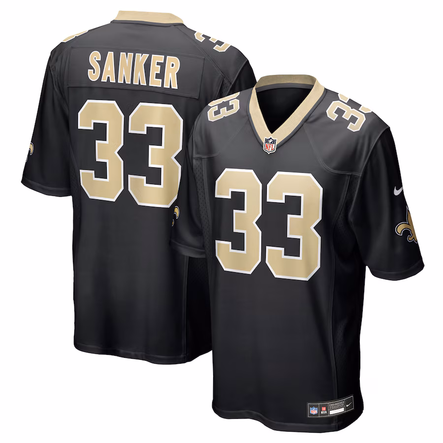 Men's New Orleans Saints Jonas Sanker Nike Black Team Game Jersey - Jersey