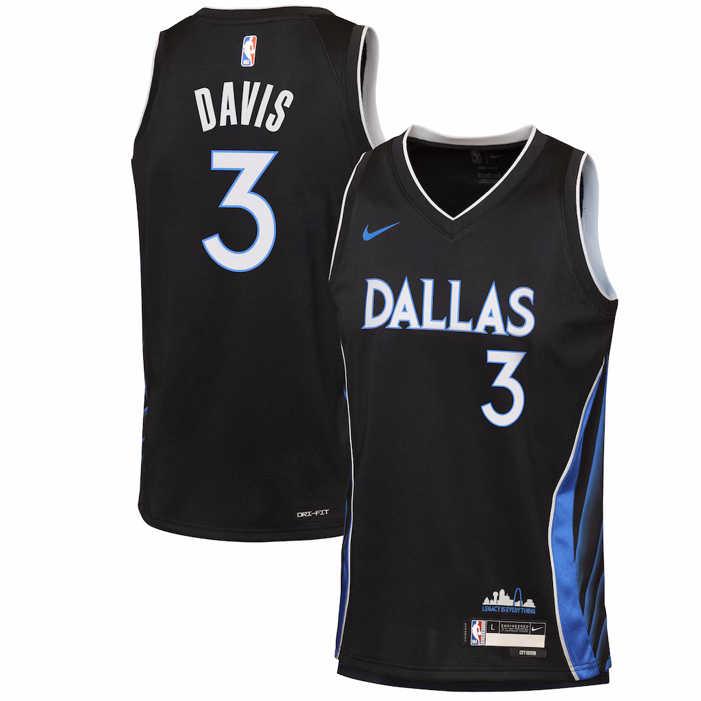 Youth Dallas Mavericks Anthony Davis Nike Black 2025/26 City Edition Swingman Jersey - Jersey