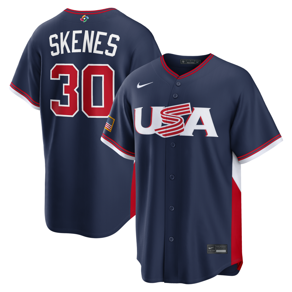 Men's USA Baseball Paul Skenes Nike Navy 2026 World Baseball Classic Road Stadium Jersey - Jersey