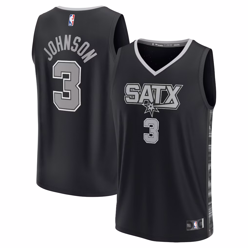 Men's San Antonio Spurs Keldon Johnson Fanatics Black Fast Break Replica Player Jersey - Statement Edition - Jersey