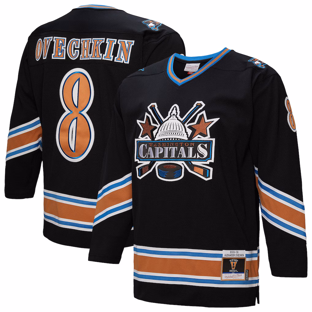 Men's Washington Capitals Alexander Ovechkin Mitchell & Ness Black 2005/06 Power Play Jersey - Jersey