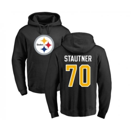 Football Pittsburgh Steelers #70 Ernie Stautner Black Name & Number Logo Pullover Hoodie - Jersey