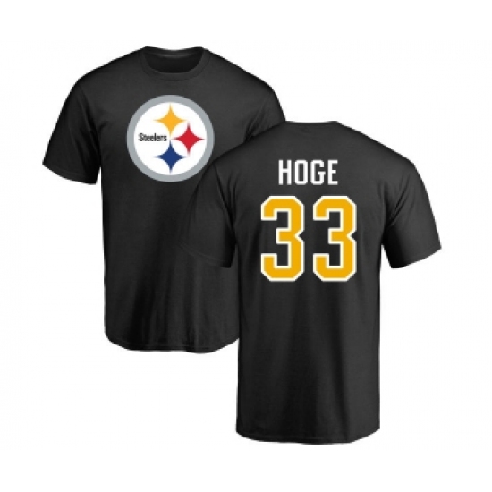 Football Pittsburgh Steelers #33 Merril Hoge Black Name & Number Logo T-Shirt - Jersey