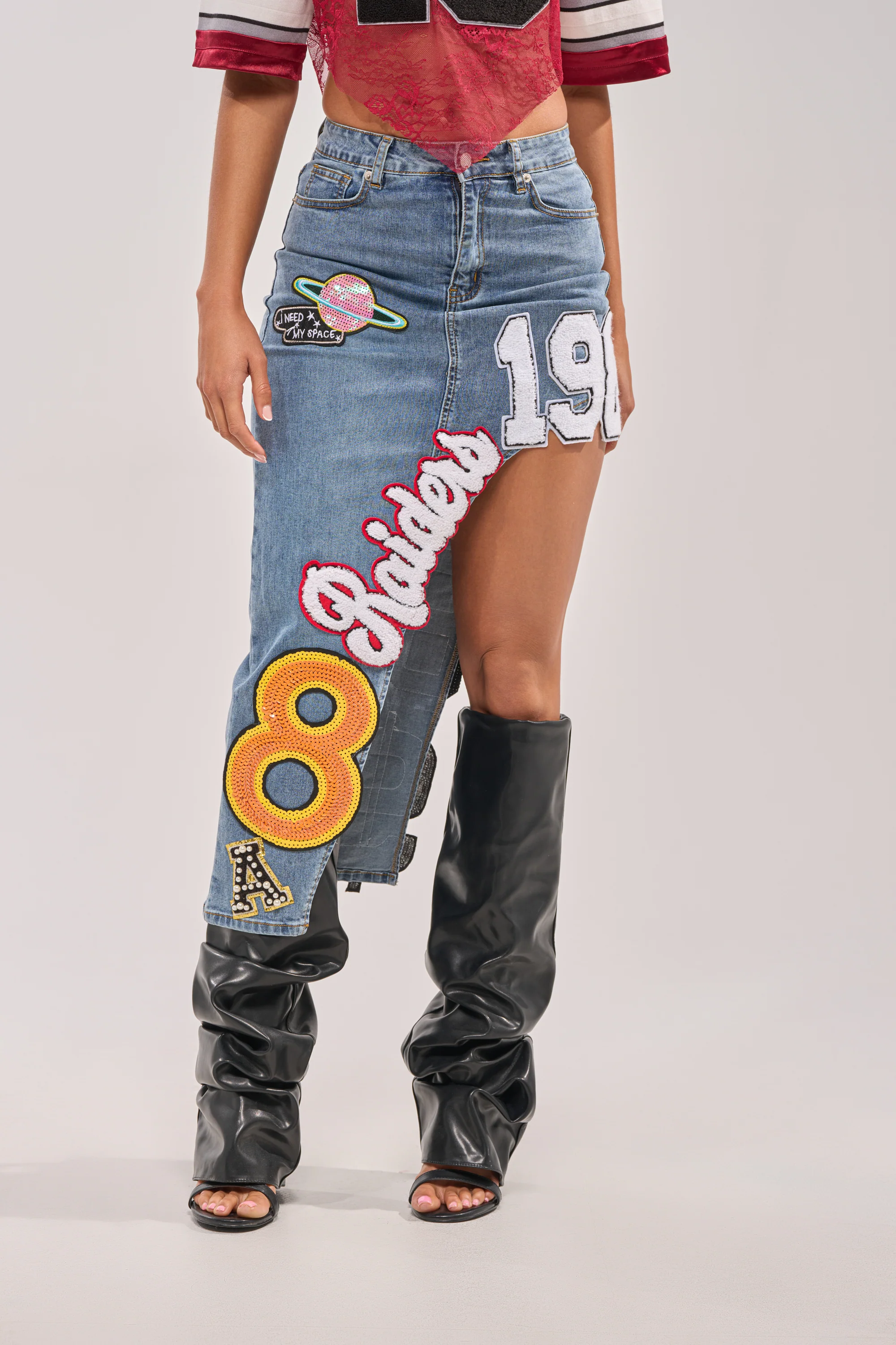RAIDERS DENIM MAXI SKIRT - Akira Wear