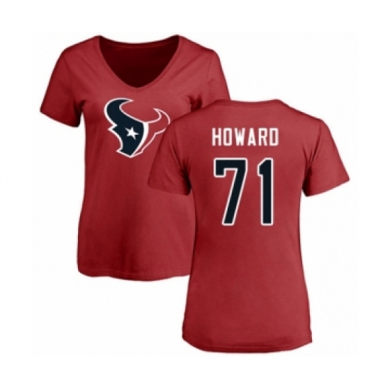 Football Women's Houston Texans #71 Tytus Howard Red Name & Number Logo T-Shirt - Jersey
