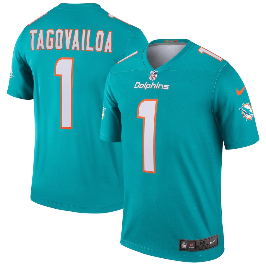 Men's Miami Dolphins Tua Tagovailoa Nike Aqua Legend Player Performance Top - Jersey