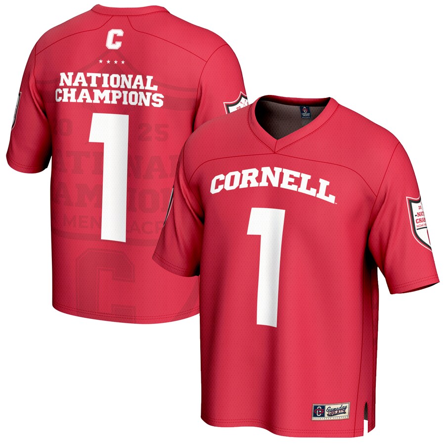 Youth GameDay Greats #1 Red Cornell Big Red 2025 NCAA Men's Lacrosse National Champions Lightweight Fashion Jersey - Jersey