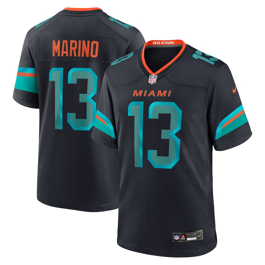 Men's Miami Dolphins Dan Marino Nike Pitch Blue 2025 Rivalries Collection Retired Player Game Jersey - Jersey