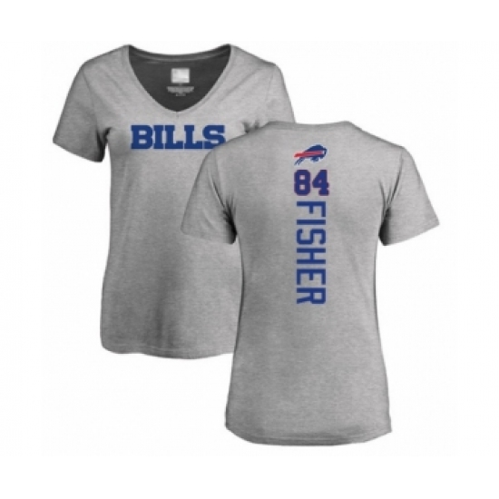 Football Women's Buffalo Bills #84 Jake Fisher Ash Backer V-Neck T-Shirt - Jersey