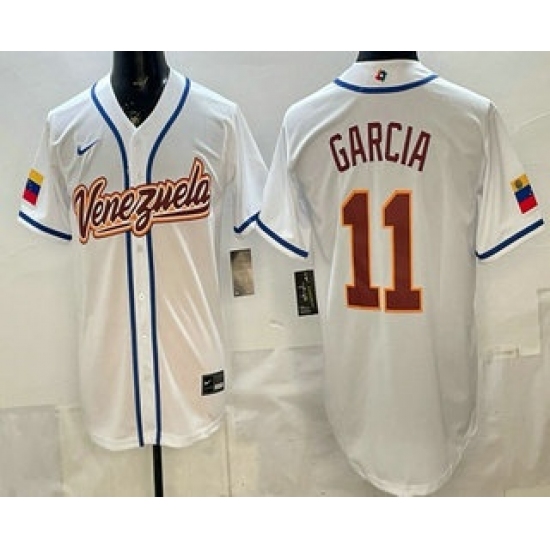 Men's Venezuela #11 Maikel Garcia White 2026 World Baseball Classic Cool Base Jersey - Jersey