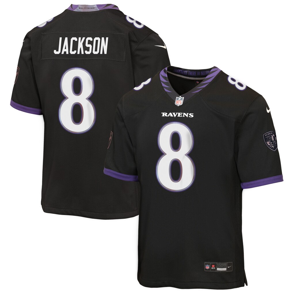 Youth Baltimore Ravens Lamar Jackson Nike Black Alternate Game Jersey - Jersey