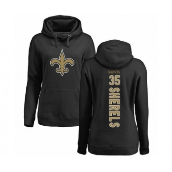 Football Women's New Orleans Saints #35 Marcus Sherels Black Backer Pullover Hoodie - Jersey