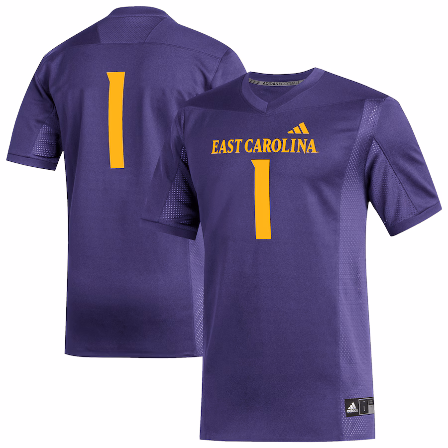 Men's adidas #1 Purple ECU Pirates Replica Football Jersey - Jersey