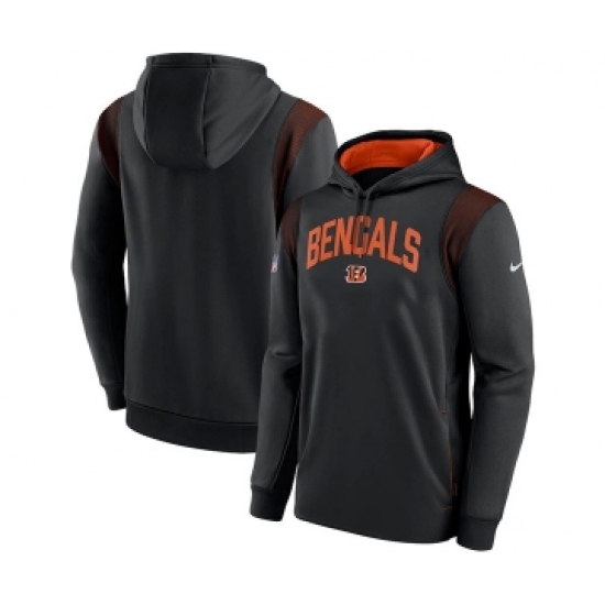 Men's Cincinnati Bengals Black Sideline Stack Performance Pullover Hoodie - Jersey