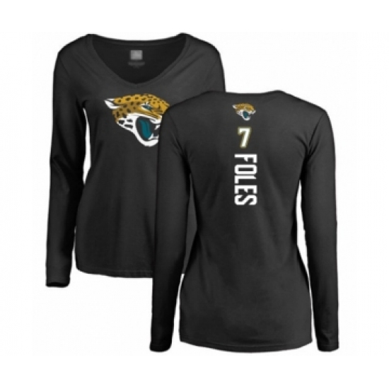 Football Women's Jacksonville Jaguars #7 Nick Foles Black Backer Slim Fit Long Sleeve T-Shirt - Jersey