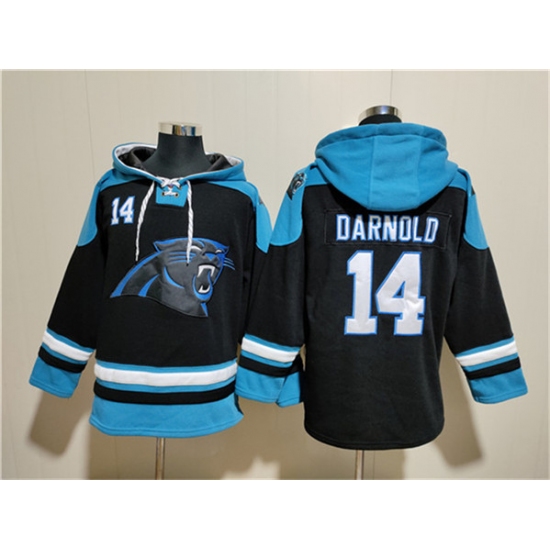 Men's Carolina Panthers #14 Sam Darnold Black Ageless Must-Have Lace-Up Pullover Hoodie - Jersey