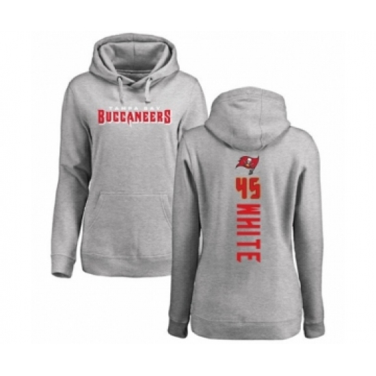 Football Women's Tampa Bay Buccaneers #45 Devin White Ash Backer Pullover Hoodie - Jersey