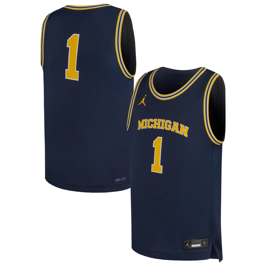 Youth Jordan Brand #1 Navy Michigan Wolverines Replica Basketball Jersey - Jersey