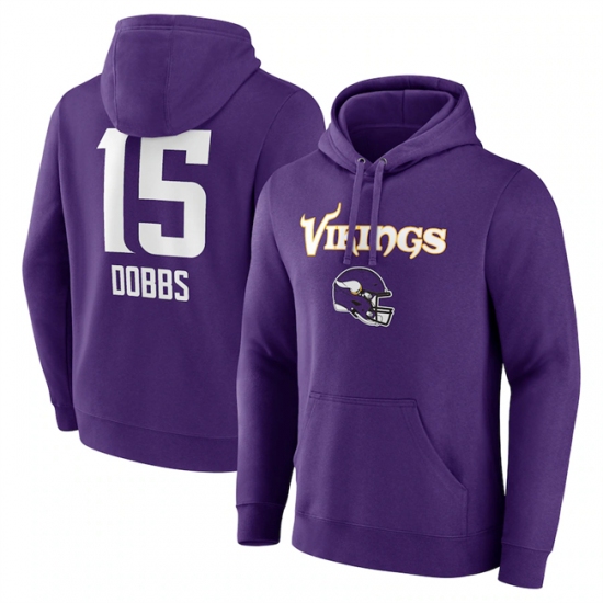 Men's Minnesota Vikings #15 Joshua Dobbs Purple Team Wordmark Player Name & Number Pullover Hoodie - Jersey