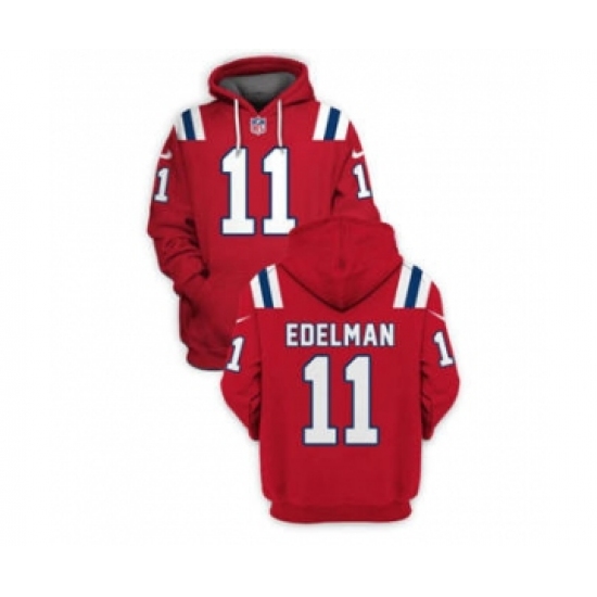 Men's New England Patriots #11 Julian Edelman 2021 Red Pullover Football Hoodie - Jersey