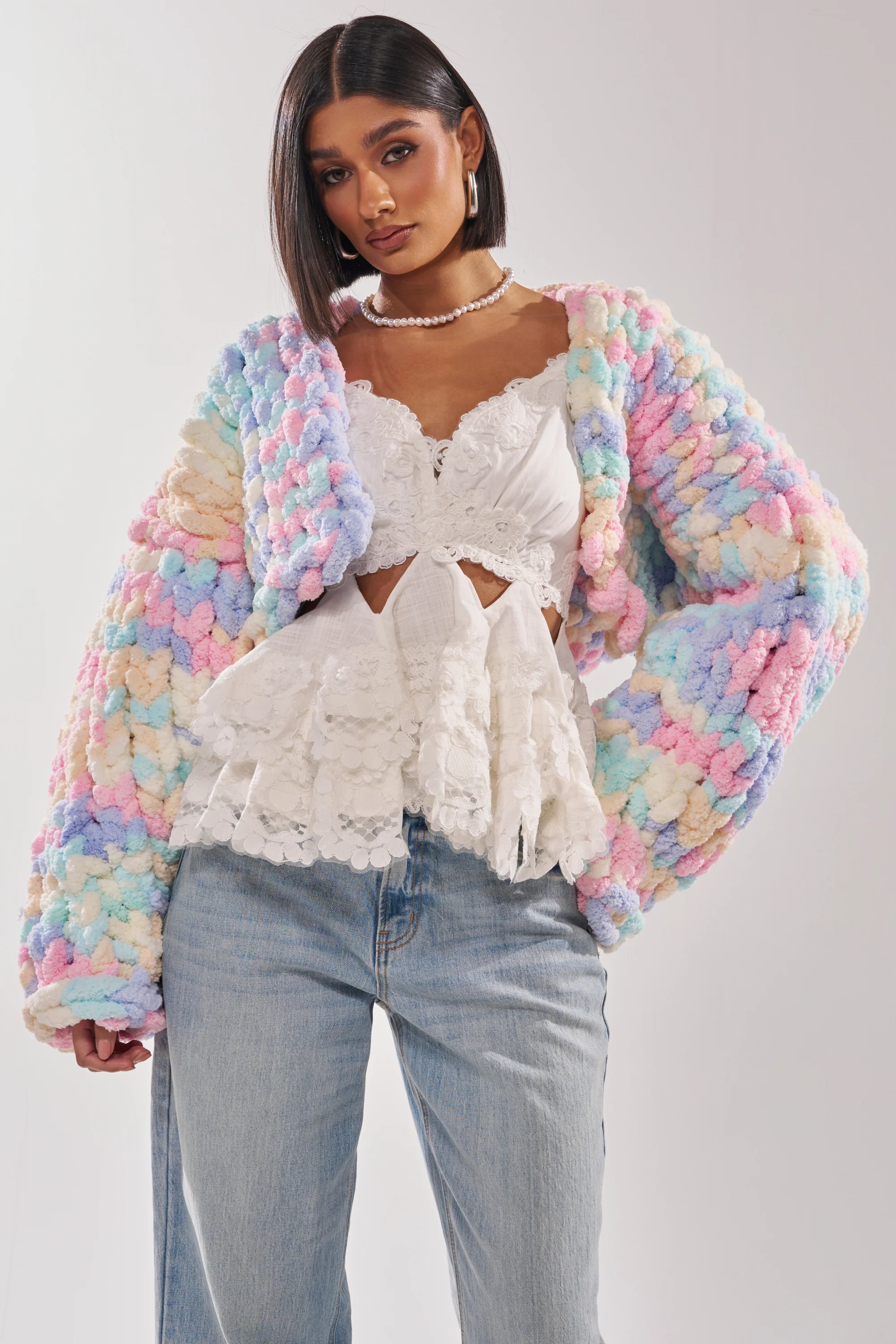 ALIA CHUNKY CHENILLE KNIT CARDIGAN - Akira Wear