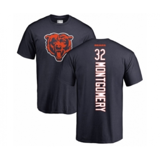 Football Chicago Bears #32 David Montgomery Navy Blue Backer T-Shirt - Jersey