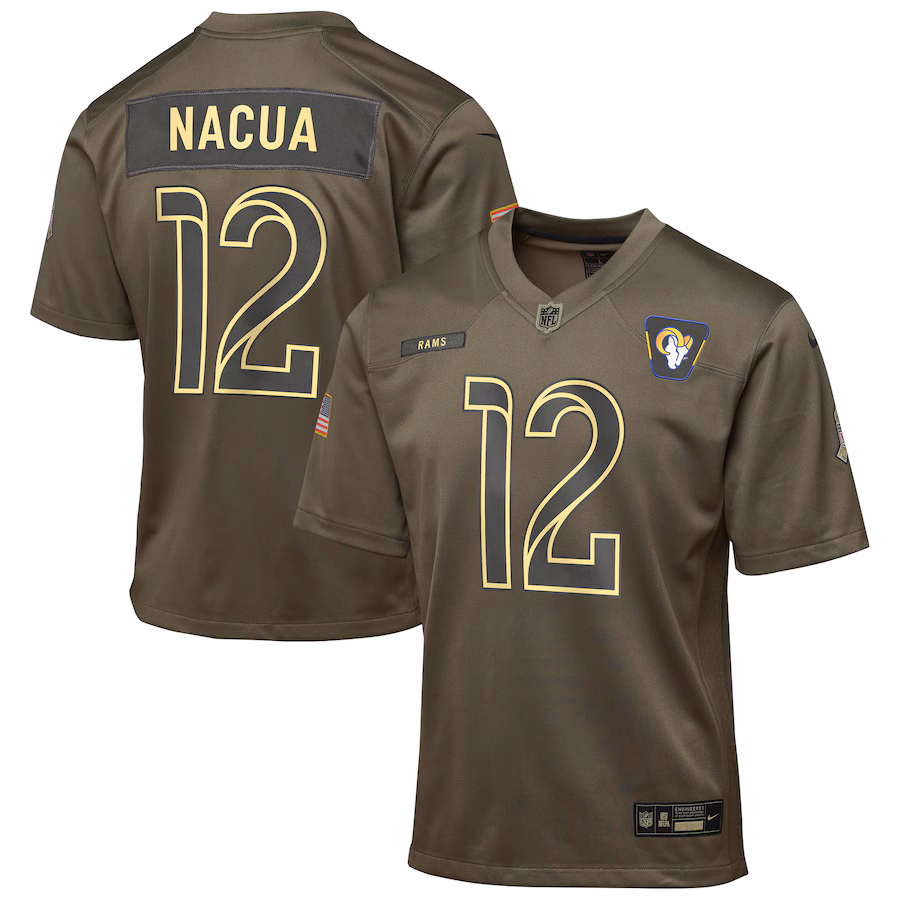 Youth Los Angeles Rams Puka Nacua Nike Olive 2025 Salute to Service Game Jersey - Jersey