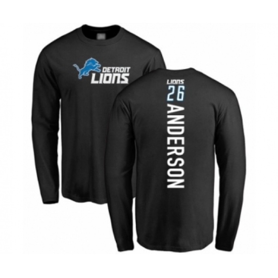 Football Detroit Lions #26 C.J. Anderson Black Backer Long Sleeve T-Shirt - Jersey