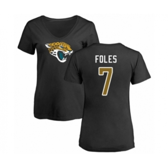 Football Women's Jacksonville Jaguars #7 Nick Foles Black Name & Number Logo Slim Fit T-Shirt - Jersey