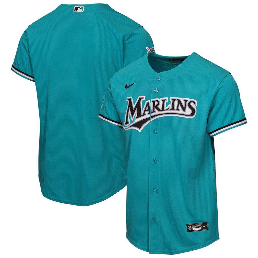 Youth Miami Marlins Nike Teal Alternate Stadium Jersey - Jersey