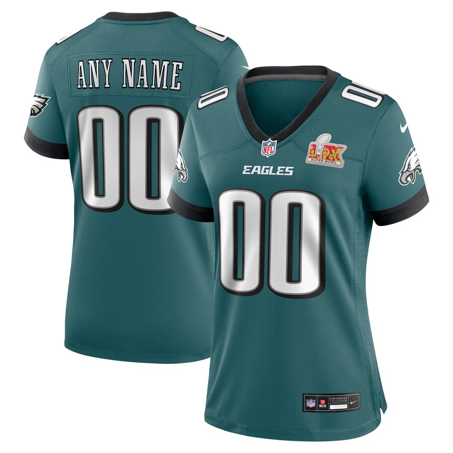 Women's Philadelphia Eagles  Nike Midnight Green Super Bowl LIX Custom Game Jersey - Jersey