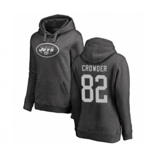 Football Women's New York Jets #82 Jamison Crowder Ash One Color Pullover Hoodie - Jersey
