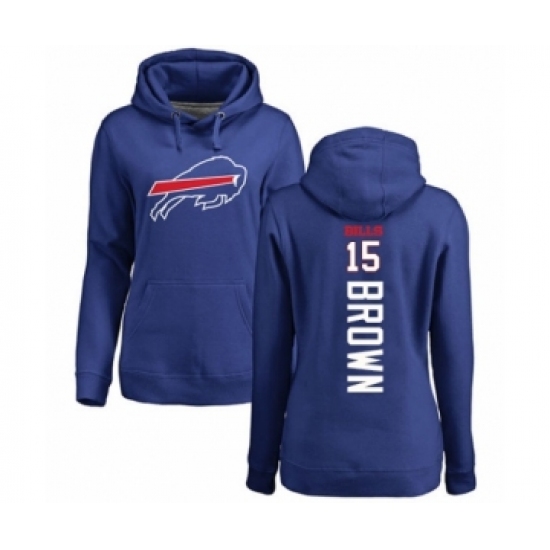 Football Women's Buffalo Bills #15 John Brown Royal Blue Backer Pullover Hoodie - Jersey