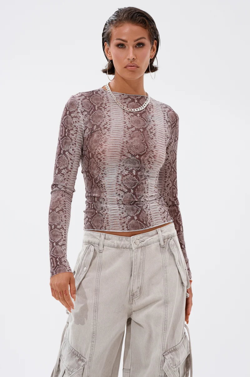 SNAKE CHARMER LONG SLEEVE MESH TOP - Akira Wear