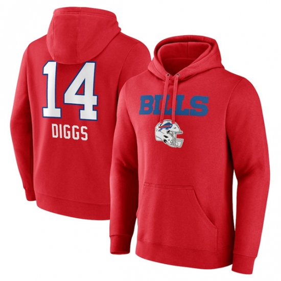 Men's Buffalo Bills #14 Stefon Diggs Red Team Wordmark Player Name & Number Pullover Hoodie - Jersey