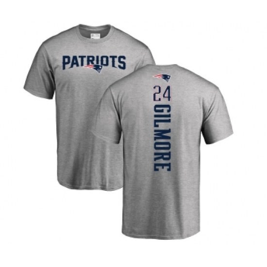 Football New England Patriots #24 Stephon Gilmore Ash Backer T-Shirt - Jersey