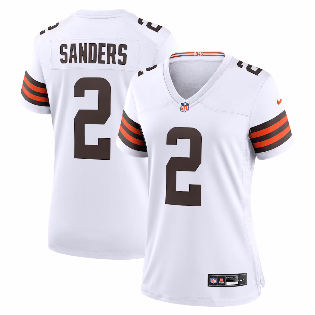 Women's Cleveland Browns Shedeur Sanders Nike White Game Jersey - Jersey
