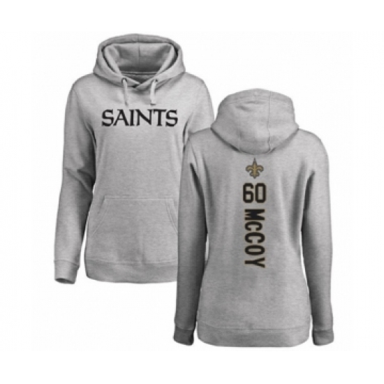 Football Women's New Orleans Saints #60 Erik McCoy Ash Backer Pullover Hoodie - Jersey