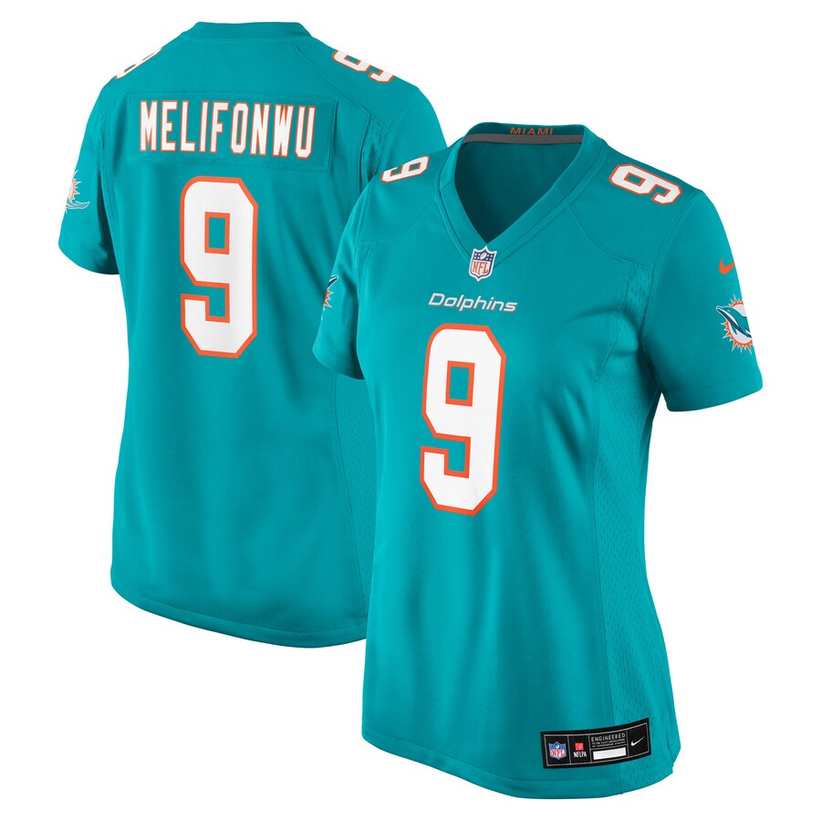 Women's Miami Dolphins Ifeatu Melifonwu Nike Aqua Team Game Jersey - Jersey