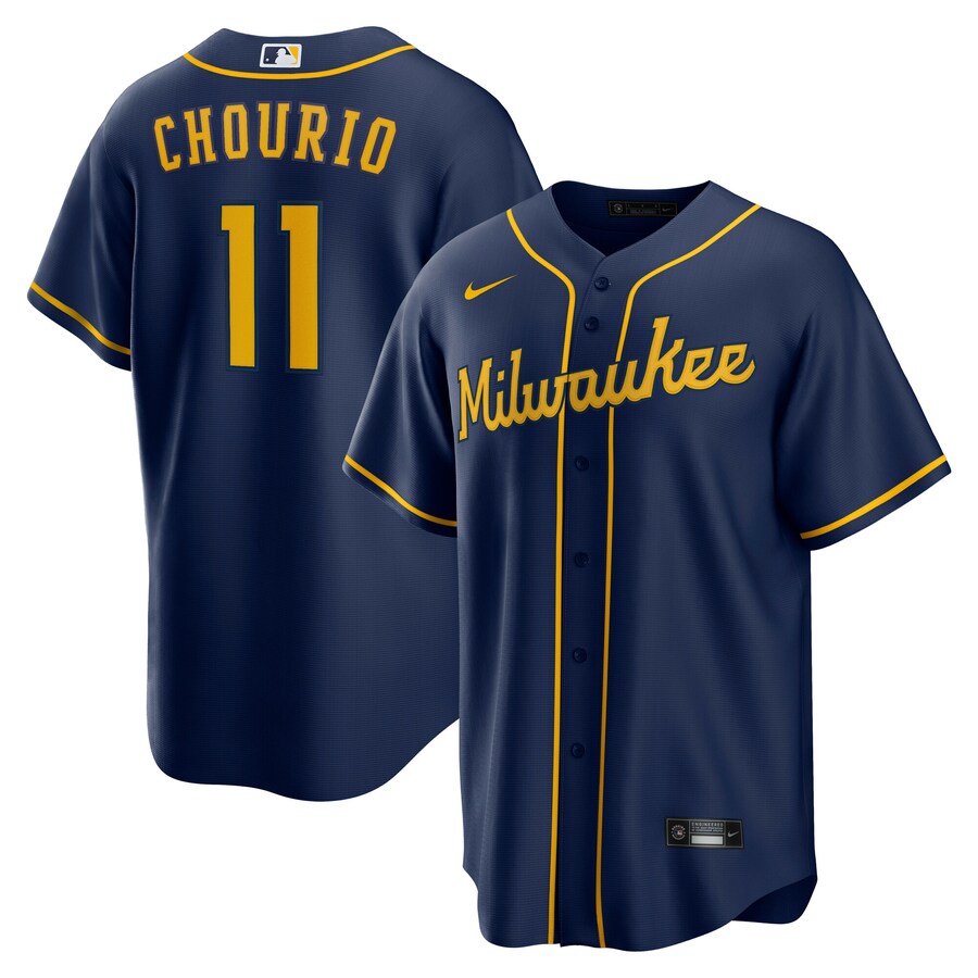 Men's Milwaukee Brewers Jackson Chourio Nike Navy Alternate 2 Replica Jersey - Jersey