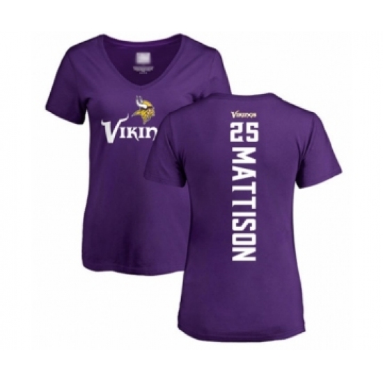 Football Women's Minnesota Vikings #25 Alexander Mattison Purple Backer Slim Fit T-Shirt - Jersey