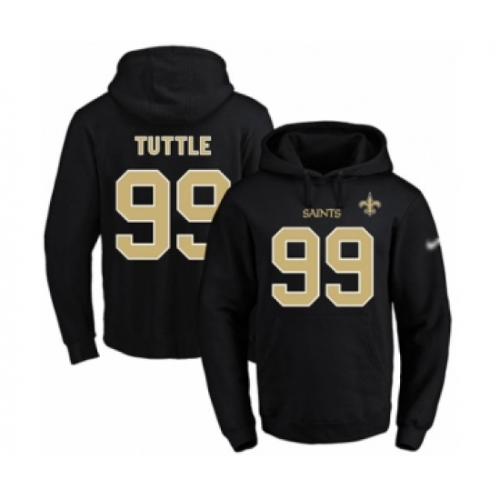 Football Men's New Orleans Saints #99 Shy Tuttle Black Name & Number Pullover Hoodie - Jersey